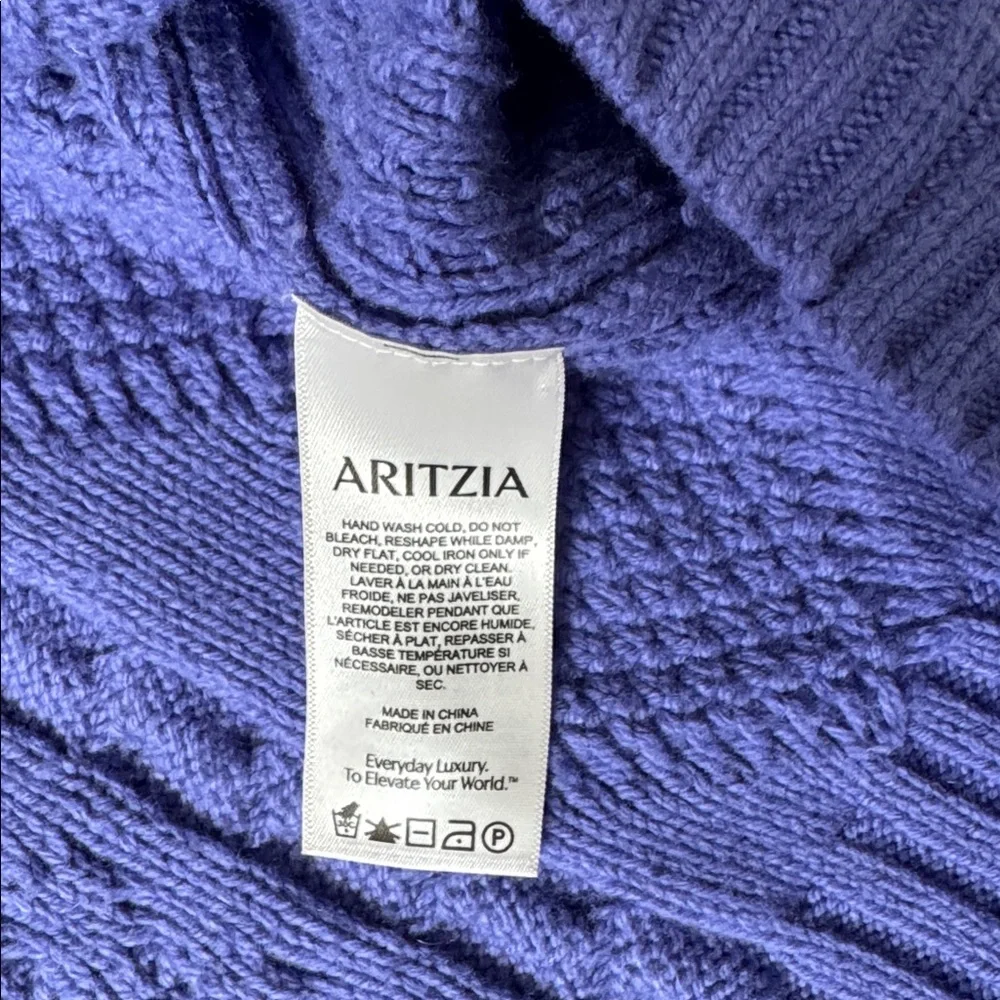 Sunday Best Peggy Sweater Crewneck Cable-Knit Wool Purple Size XS Oversized